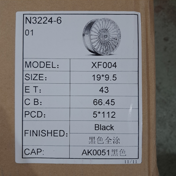 XF004 R19 9,5J ET43	5x112	66,45	BLACK