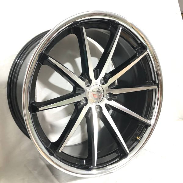 FA613F	R20 9J ET32	5x112 / 5x114,3 (5X113.1)	73,1	PIANO BLACK DIAMOND-CUT MACHINED FACE+STAINLESS STEEL LIP
