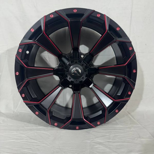 8057 R20 9J 6x139,7 ET18 ЦО 110,1  Matte Black Milled with Red Tint