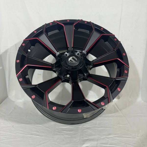 8057 R20 9J 6x139,7 ET18 ЦО 110,1  Matte Black Milled with Red Tint