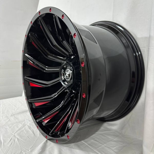 0175 R20 12J 5x114,3 / 5x127  ET-44 ЦО 78,1 BLACK MILLING WINDOWS RIVETS+RED COATING
